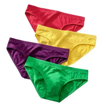 Men's Briefs Cotton Solid Color Sexy Breathable Low Waist Pants Underwear Brief Men