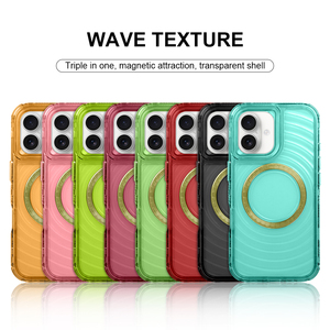 เคสป้องกันแบบ3 in 1รองรับการชาร์จแบบไร้สายเคสป้องกัน PC สำหรับชาร์จโทรศัพท์มือถือรูปแบบคลื่นแม่เหล็ก - Product Image 4