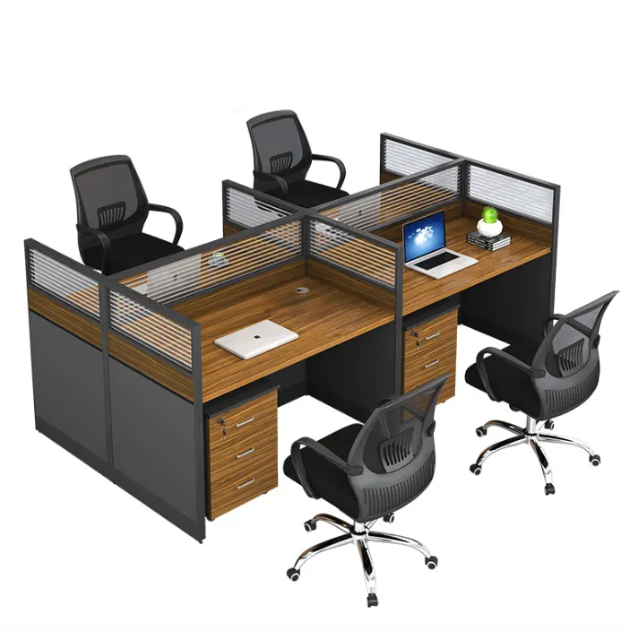 factory price office furniture wooden design 4 person work station desks