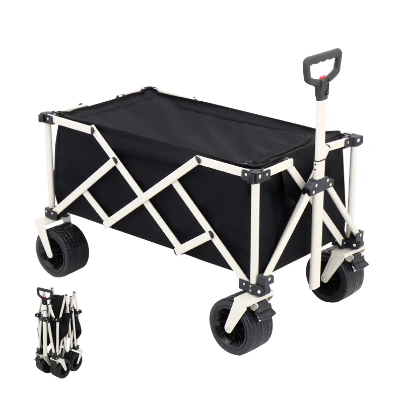 Wagon pliable portable robuste et personnalisé pour plage, camping, jardin, chariot pliable