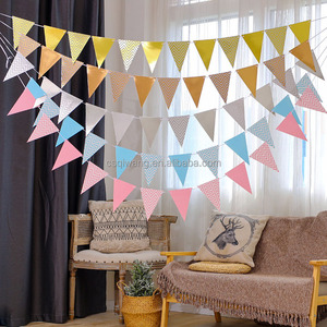 Bandera de tela de poliéster a todo Color de decoración de festival de celebración personalizada de alta calidad en estilos de cadena de banderín rectangular triangular - Product Image 6