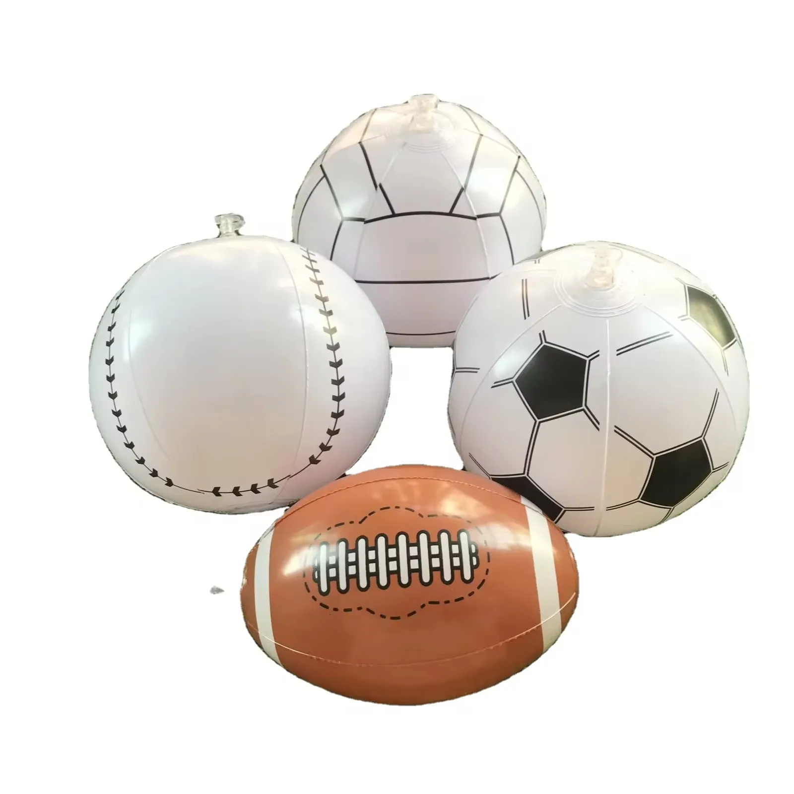 इन्फ्लेटेबल फुटबॉल बेसबॉल वॉलीबॉल रग्बी प्लास्टिक खिलौना गेंदें एक सेट में चार शैलियाँ