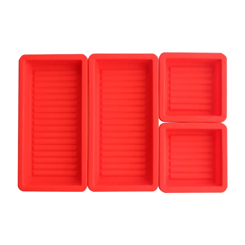 Ensemble de quatre pièces en silicone carré rouge Offre Spéciale usine four à micro-ondes plaque de cuisson en silicone
