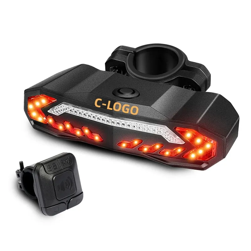 Alarma de luz trasera de freno de bicicleta de montaña con 110dB Control remoto inalámbrico señal de giro carga USB LED luz trasera