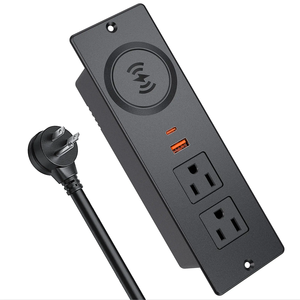 125V 12A美国标准嵌入式插座2交流插座1 usb-a 1USB-C电源线，带15w无线充电器电源插座条 - Product Image 1