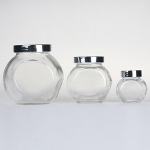 Penny Clear ขวดแก้วเก็บแบบเอียง,ขนาด50มล. 180มล. 380มล. 480มล. พร้อมฝาปิดโดมโครเมียม - Product Image 2