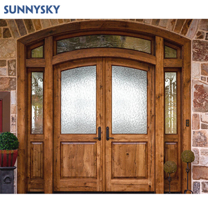 Diseño Sunnysky Entrada principal Exterior Puerta doble de madera Puertas delanteras Entrada Puertas de madera - Product Image 4