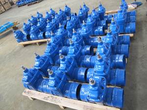 Yfa DIN วาล์วประตู GGG50เหล็กหล่อ Pn16 DN100 F5 DIN มีเบ้าคู่สำหรับท่อพีวีซีวาล์วระบาย - Product Image 3