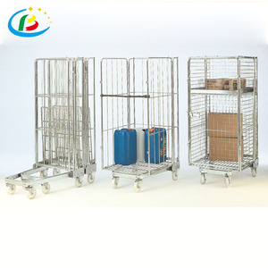 <strong>Logistic</strong> Cheap Warehouse Roll <strong>Container</strong> Trolley <strong>Nesting</strong> Zinc Storage Foldable Stacking Welded Transport Roll Cage - Product Image 2