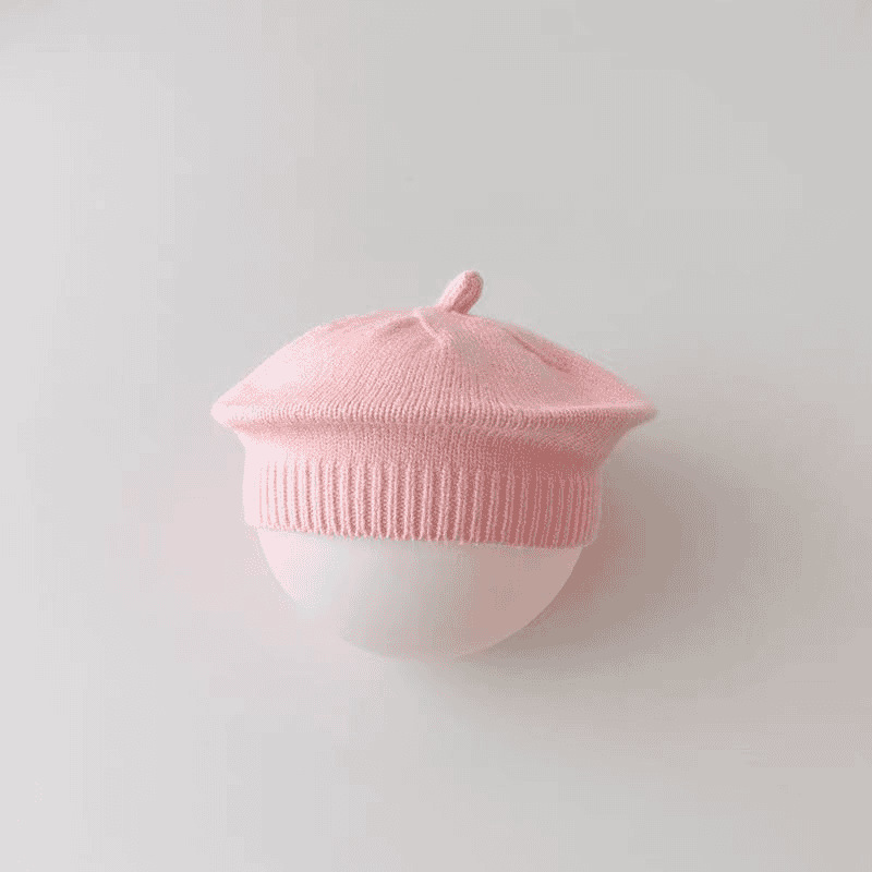 Béret tricoté rose