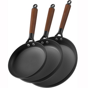 鋳鉄製調理器具セット8インチ10インチ12インチノンスティックスキレットとフライパンインダクションクッカー用 - Product Image 1