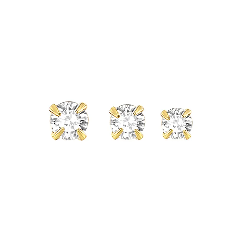 INS Style s925 Sterling Silver Mini Four-claw Zircon Simple Female Stud Earrings