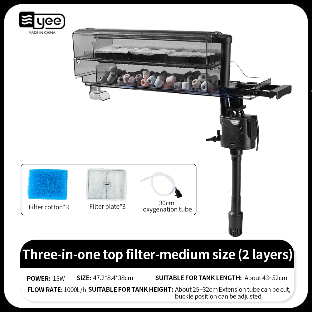 Scatola filtro superiore 3 in 1 a due strati 15W 1000L