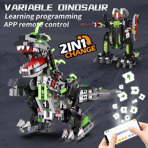 Juguete de dinosaurio controlado por aplicación ensamblar juguete DIY 2 en 1 Kit de ciencia STEM para niños programación bloques de construcción Robots