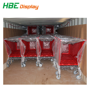 220L 180L Metal Supermarket Shopping <strong>Trolleys</strong> with Coin <strong>Lock</strong> Mesh Structure Folding Feature Store-Friendly Design - Product Image 2