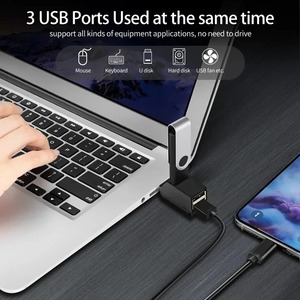 USB集线器2.0适配器旋转高速u盘读取器分离器3端口USB 2.0适用于电脑笔记本电脑迷你配件 - Product Image 5