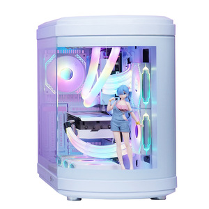 ゲーミングPCケーシング湾曲ガラスゲーミングコンピュータケースATXゲーミングPCケースホワイトカラーハイエンドデスクトップCPUコンピュータシャーシ - Product Image 3