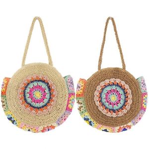 Sacs En Rotin Tisses Tricotes Panier De Paille Mer D'Ete Sac a Rayures ana Aux motifleri Noirs femfemmes değişir