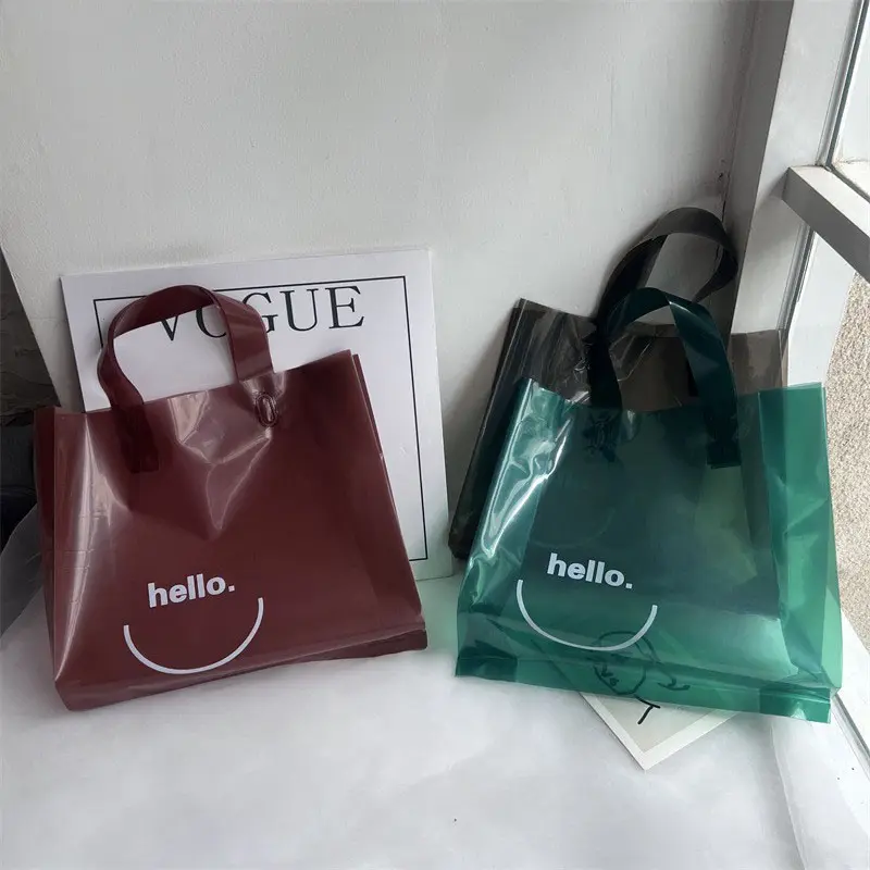 Sacchetti della spesa in plastica personalizzati con manico ad anello morbido per negozi al dettaglio, boutique, piccoli sacchetti regalo all'ingrosso