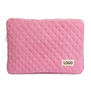Royal Fair Custom Portable Quilted Terry Cloth Cosmetic Bag with Logo Solid Color Cute Makeup <strong>Pouch</strong> Organizer - Product Image 5