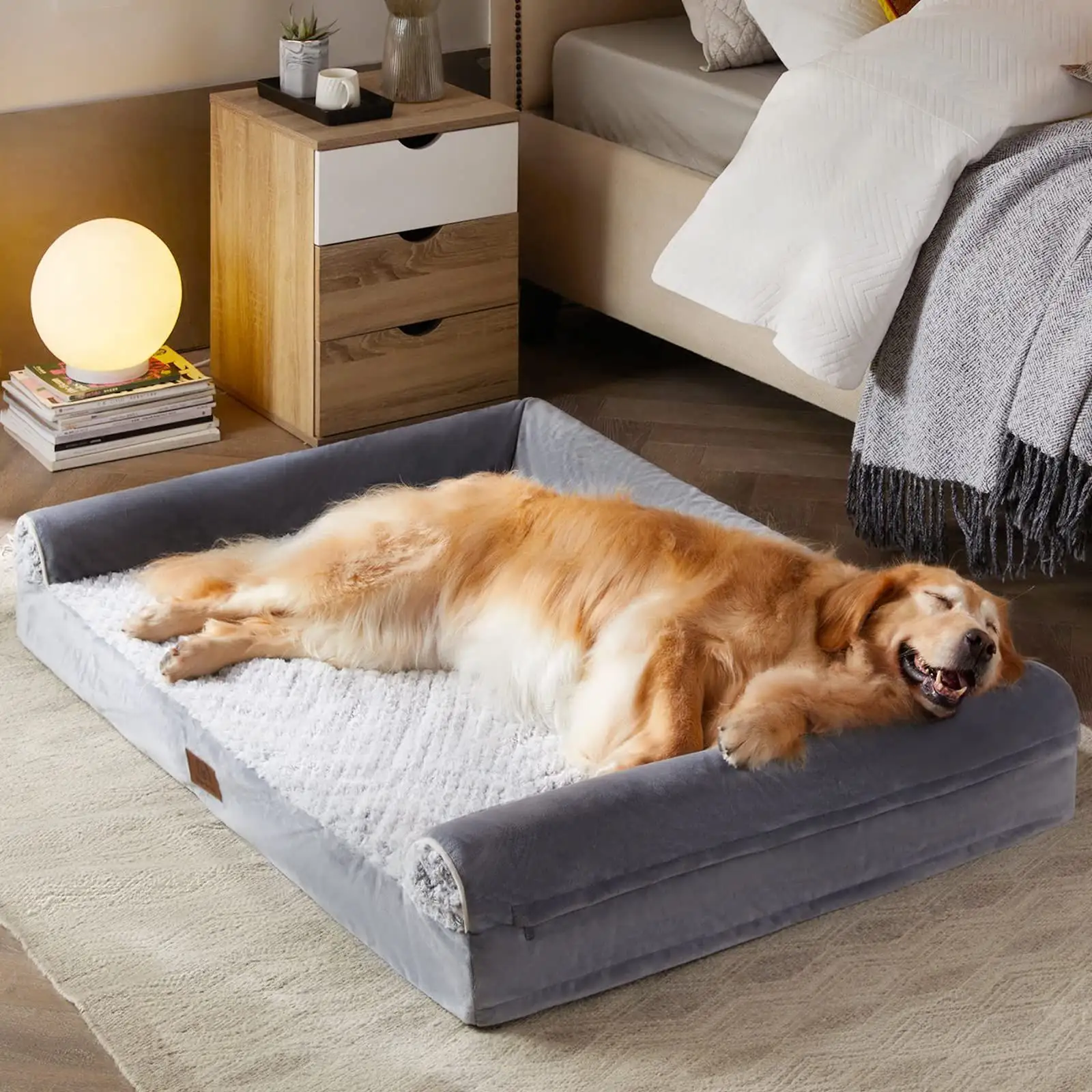 Cama y accesorios para mascotas de felpa Four Seasons, sofá cama transpirable para perros, perrera para perros, cama rectangular grande para mascotas