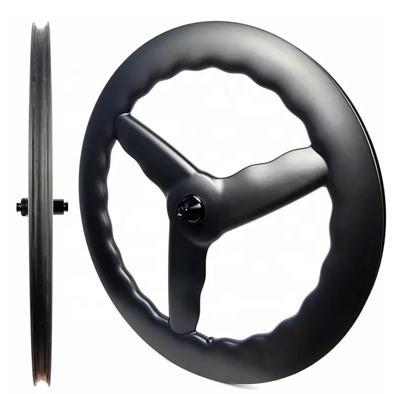 BD3 Carbon Tri Spoke Wheels 700C 28MM Wide 3 Spoke Carbon Wheel Triathlon Front Bike Wheel