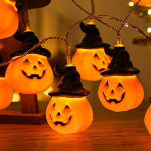 Guirlande lumineuse à <span class=keywords><strong>LED</strong></span> Orange pour Halloween, lumière décorative avec batterie pour la décoration des fêtes d'halloween