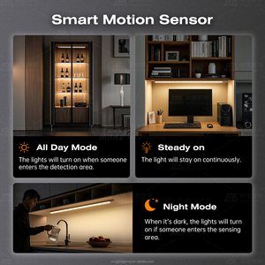 <strong>Motion</strong> <strong>Sensor</strong> Cabinet Light Rechargeable LED USB Auto On Off Smart <strong>Motion</strong> Detection <strong>Long</strong> Battery - Product Image 2