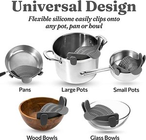 Snap N <strong>Strain</strong> <strong>Pot</strong> Strainer and Pasta Strainer Adjustable Silicone Clip on Strainer for <strong>Pots</strong> - Product Image 2