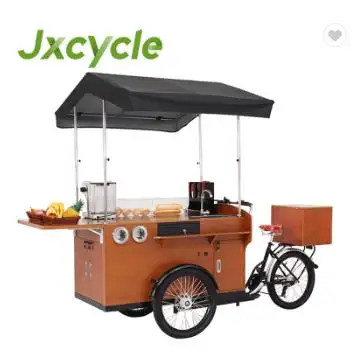 Vente de rue vélo café mobile chariot alimentaire tricycle avec congélateur à vendre