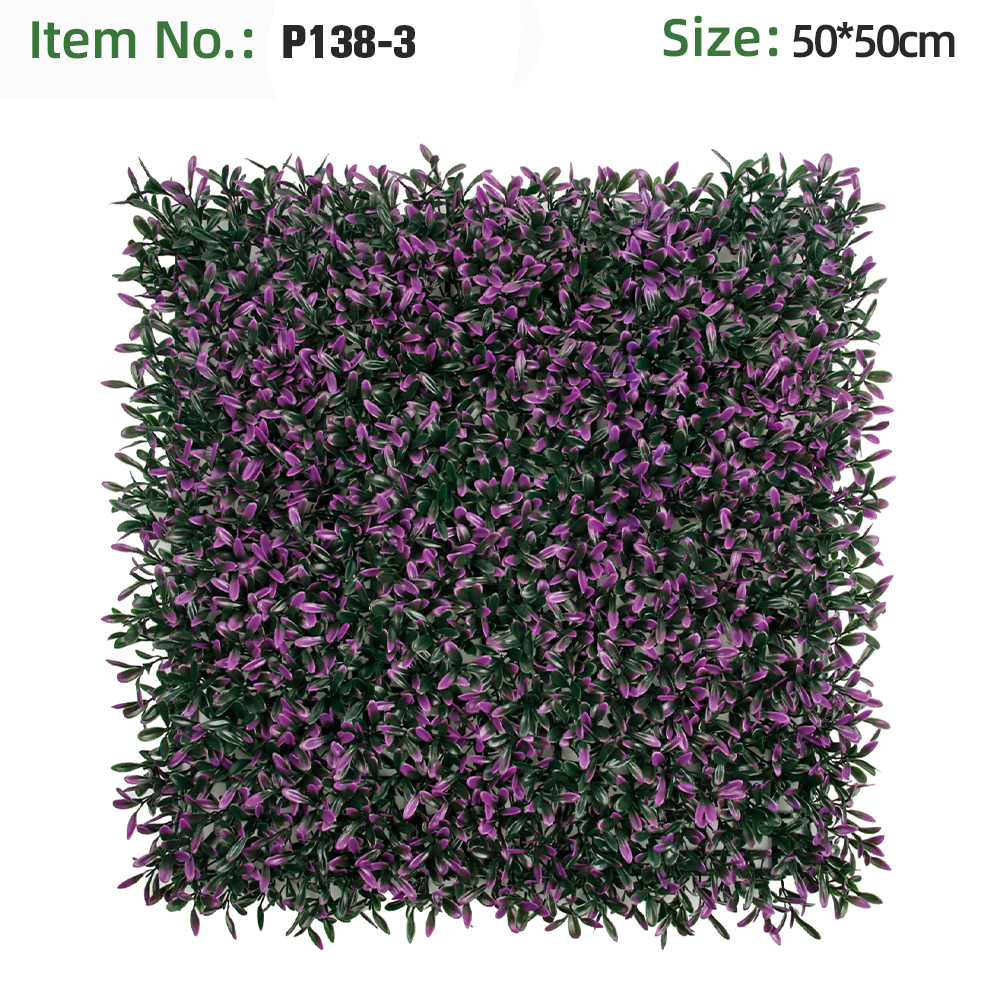 Panneau mural vert en buis artificiel avec pointes violettes