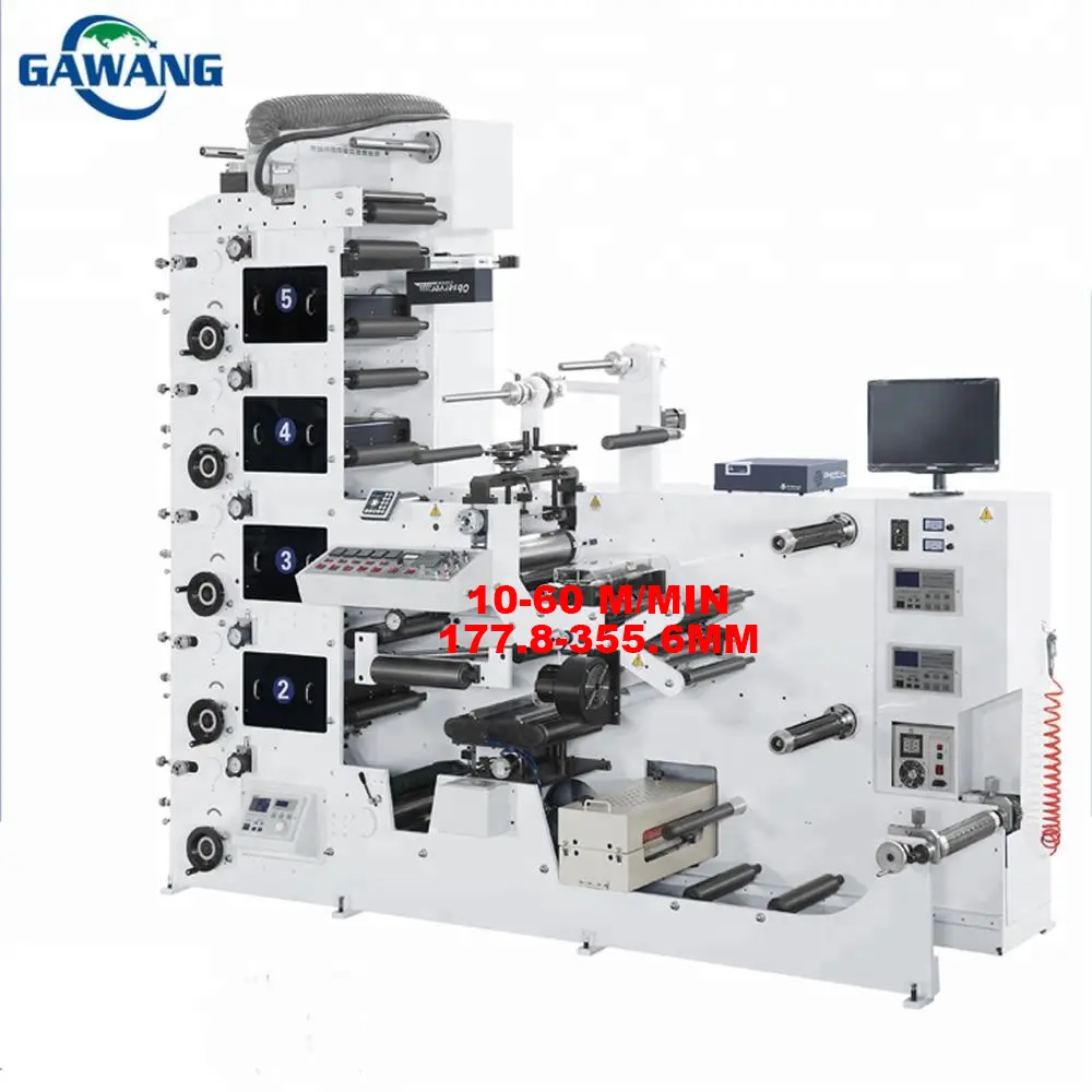 Label Printing Machine Roll Sticker with CMYK and White Letterpress 2/4/6 Color PLC and Touch Screen Transfer Ink Quickly