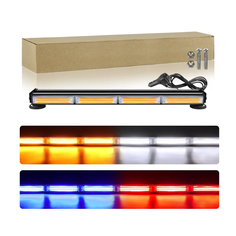 COB levou luz de aviso bar 12V 24V tira lâmpada do carro barsled trabalho luz 60CM 48W assento magnético luz estroboscópica de emergência