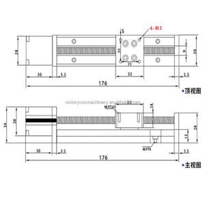Carrera 100mm T6 * 1 Micro precisión 28 Motor paso a paso lineal guía deslizante tipo T Módulo de riel eléctrico Mini Mesa deslizante para CNC - Product Image 6