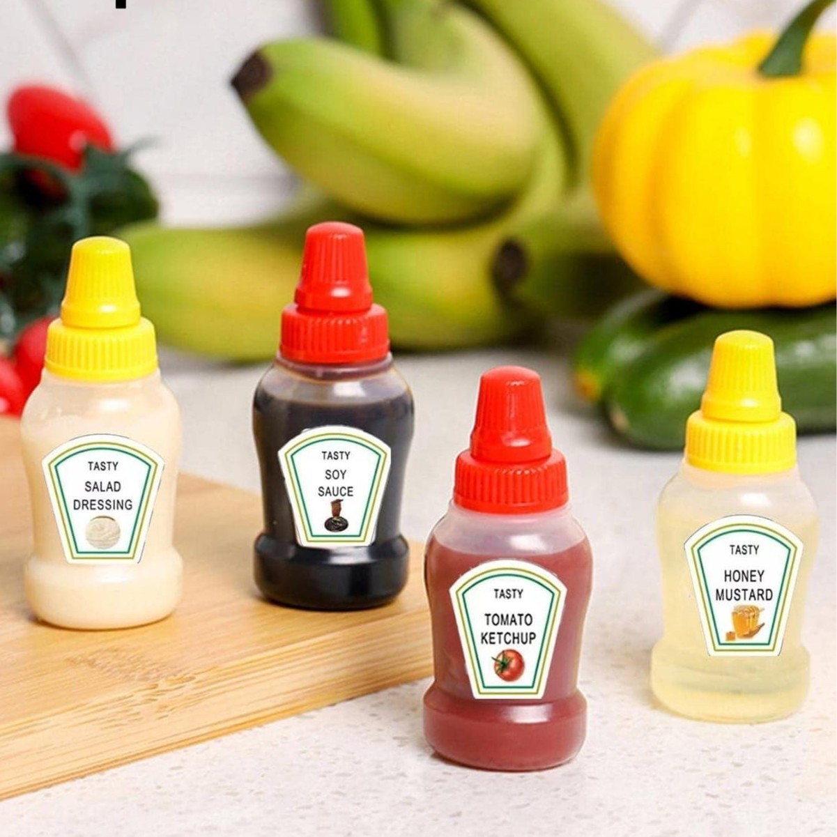 4 bouteilles de sauce soja en gourde