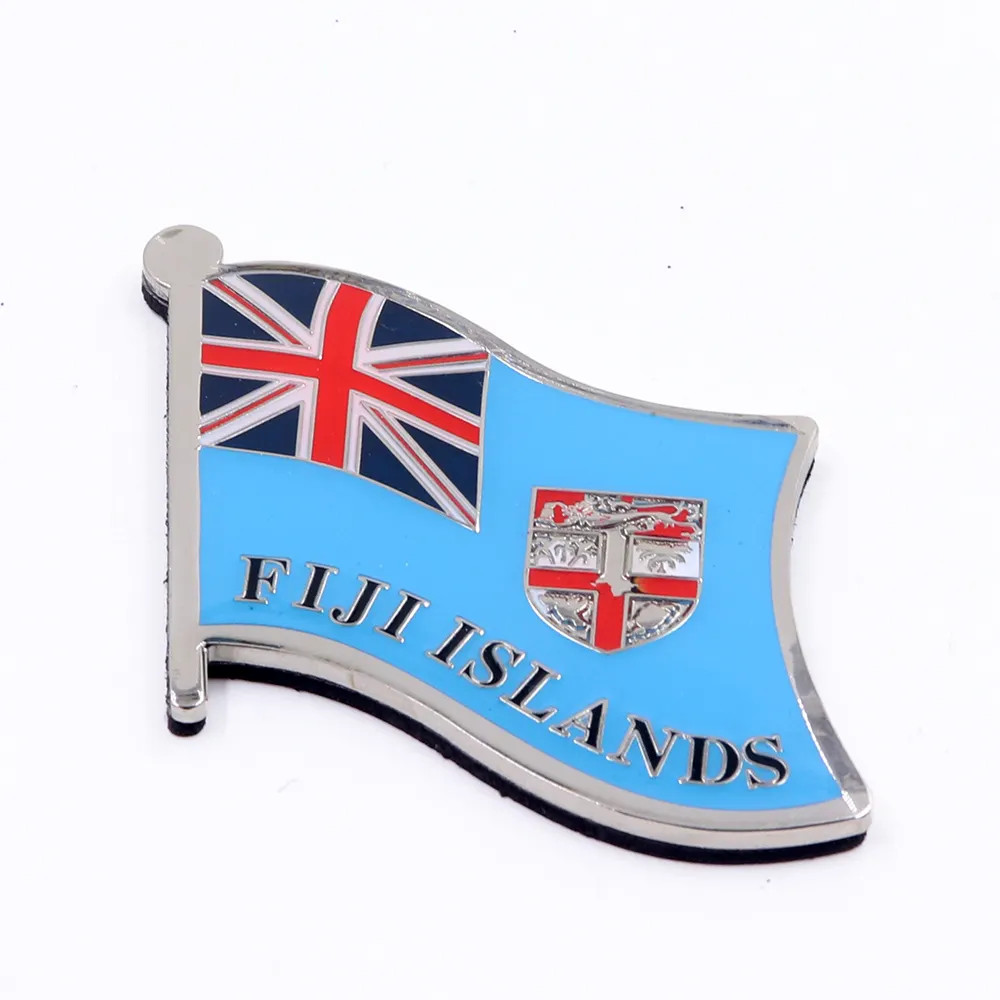 Grosir Kustom Hadiah Souvenir Fiji Bendera Bentuk Bulat PVC Magnet Kulkas