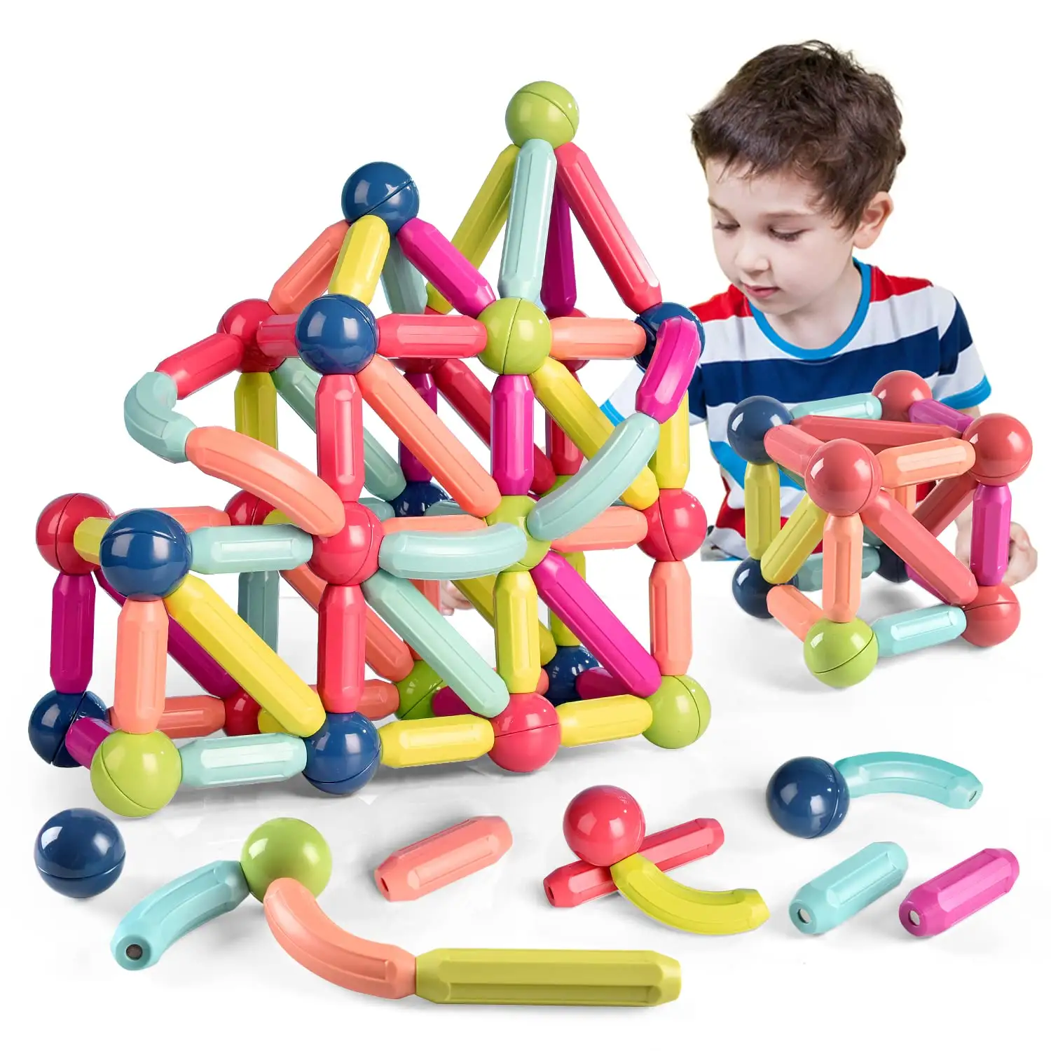 Ucuz fiyat eğitici oyuncaklar EN-71 ASTM sertifikalar manyetik istifleme sopa ve topları oyuncaklar çocuklar için