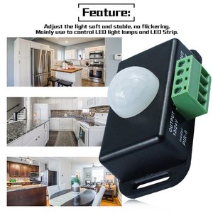 24V DC 12V 8A automática ajustable PIR interruptor Sensor de movimiento por infrarrojos IR Detector de luz módulo interruptor para LED lámpara de luz de tira - Product Image 5
