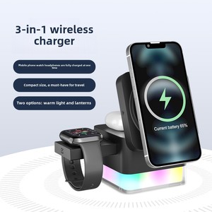 Çok fonksiyonlu 3-in-1 akıllı saat telefon şarj standı 15W hızlı şarj kablosuz şarj güç banka araç kullanımı için İngiltere AU prizler - Product Image 3