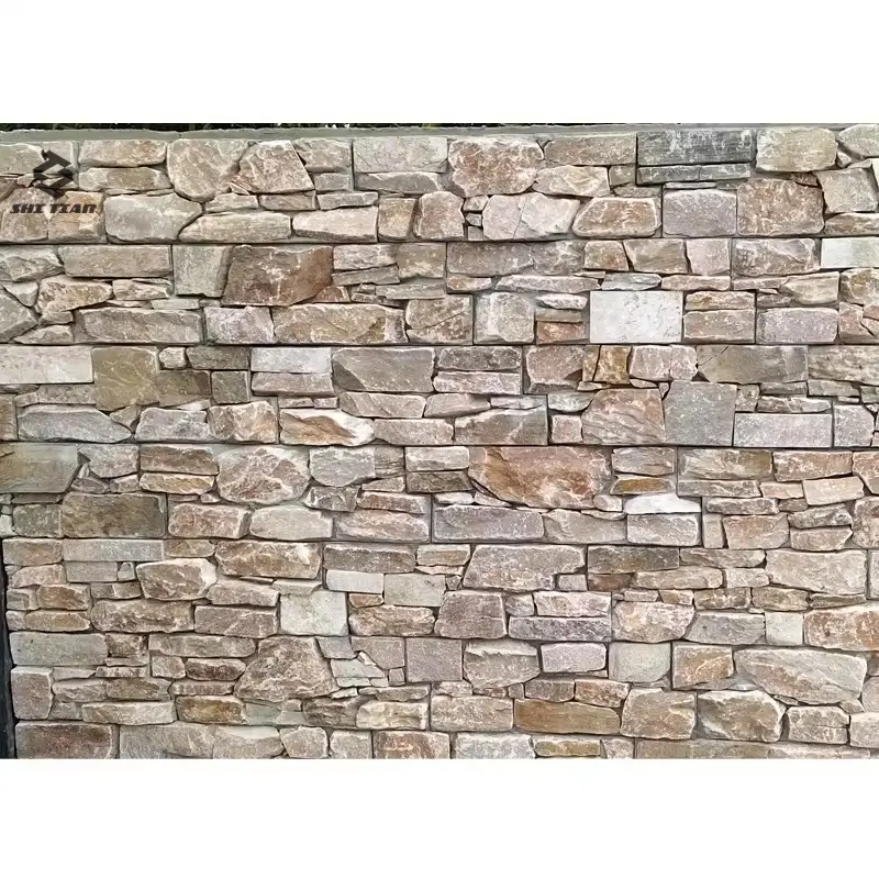 بلاط حجر للجدران الخارجية، ألواح الإسمنت القشرة المصنوعة من الأحجار المكدسة على شكل حرف Z لتزيين المنزل