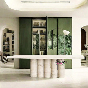 Muebles de restaurante modernos personalizados Creative Villa Restaurant Home Designer Mesa de comedor de mármol rectangular de gama alta - Product Image 4
