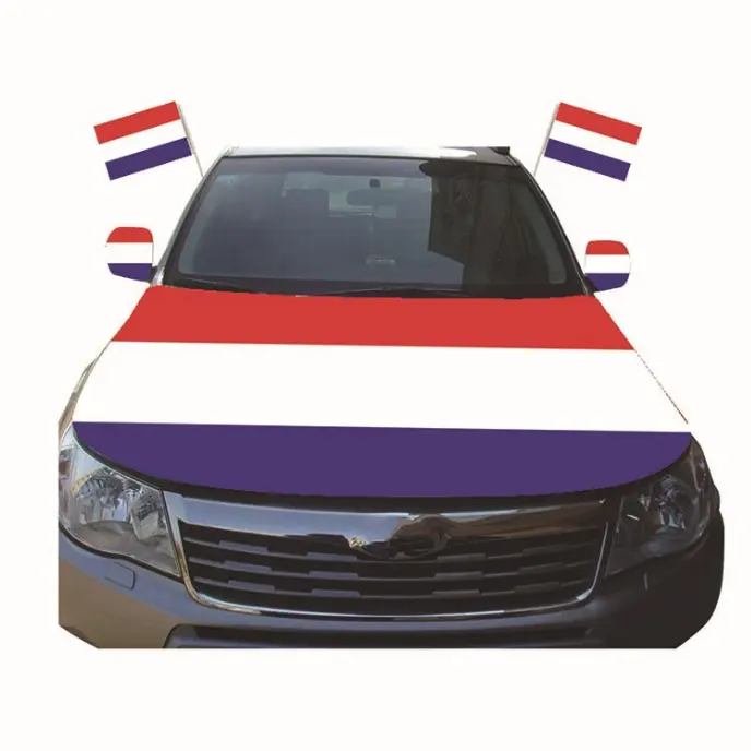 Preiswerter Sublimationsdruck Fußballfans niederlande Fahne Auto-Haubenbezug für Auto Motor