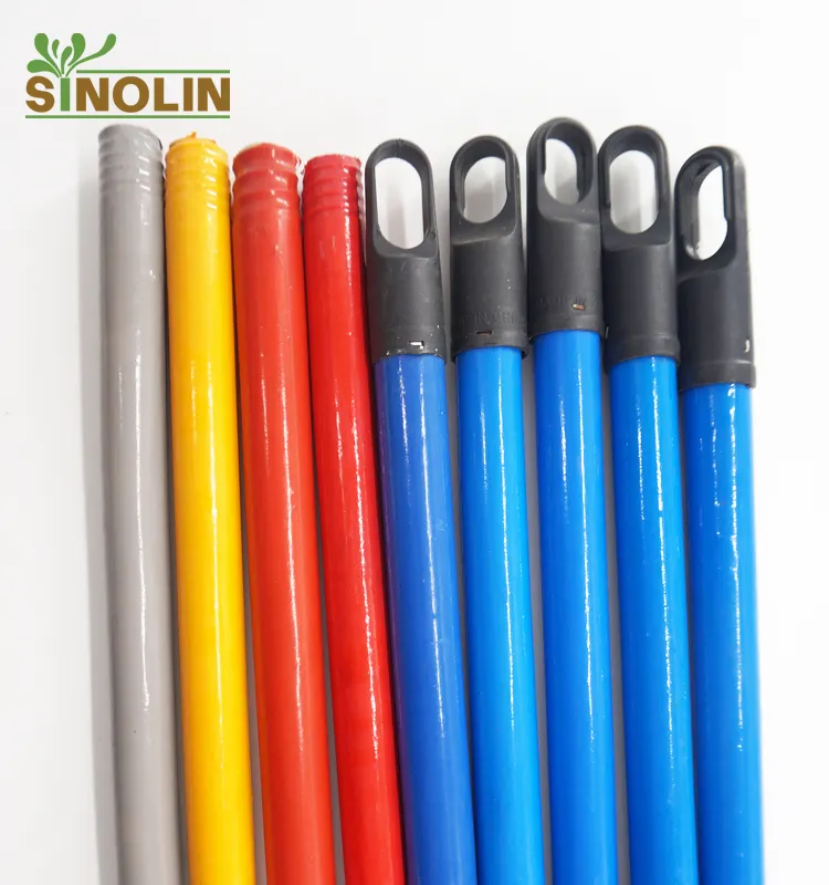 SINOLIN factory wholesale pvc coated wooden broom handle with plastic hanger