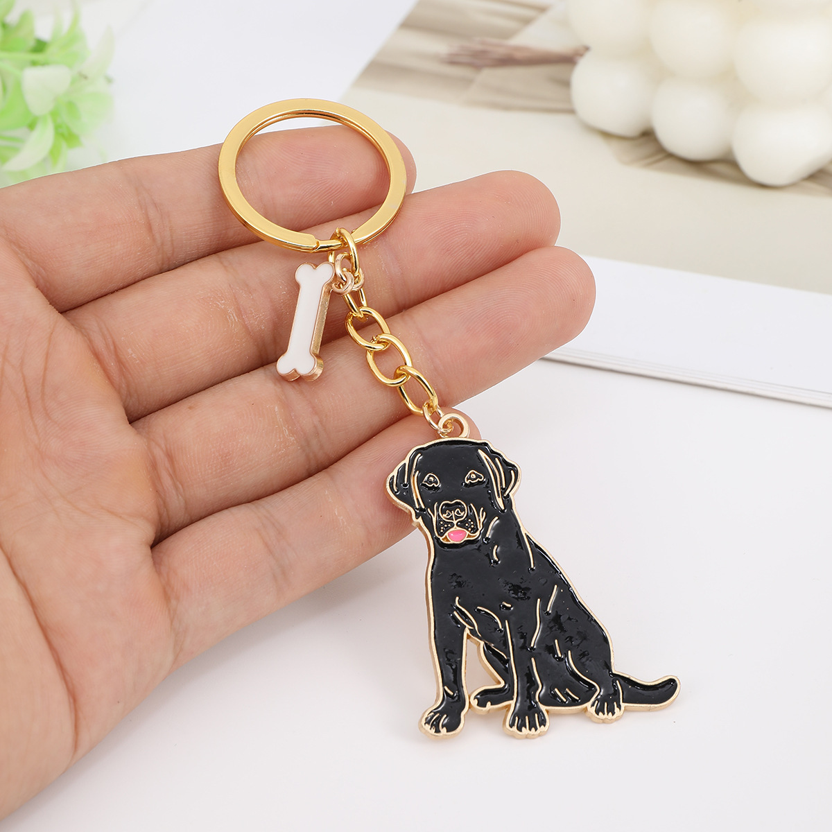 Chain black labrador gold bones
