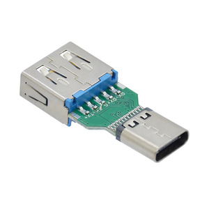2-in-1 USB-A 3.0メスポートからタイプC 24ピンメスコネクタ30.0mm PCBデュアル5.1K抵抗高速転送アダプター - Product Image 3