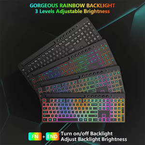 卸売プロフェッショナルRGBバックライト付きワイヤレスゲーミングキーボードとマウスセットUSB接続付きマルチメディアキーボード - Product Image 4