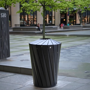 Outdoor 100L Round Iron Trash Can Open Top Garbage <strong>Bin</strong> with <strong>Various</strong> Colors Steel Dustbin Recycling Storage Hotels Includes Lid - Product Image 4