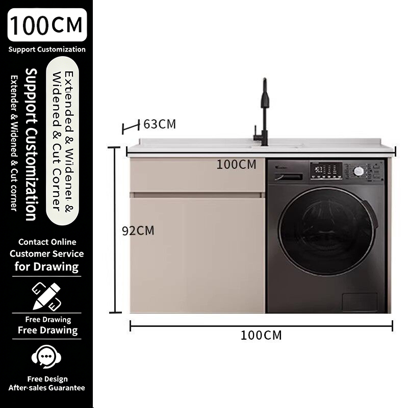 Mueble de 100 cm + Lavabo Integrado de Piedra de Cuarzo