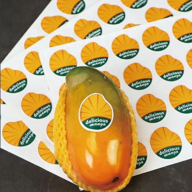 Adesivo personalizzato per la stampa del logo della frutta adesivo per etichette per alimenti con stampa di verdure in vinile non tossico