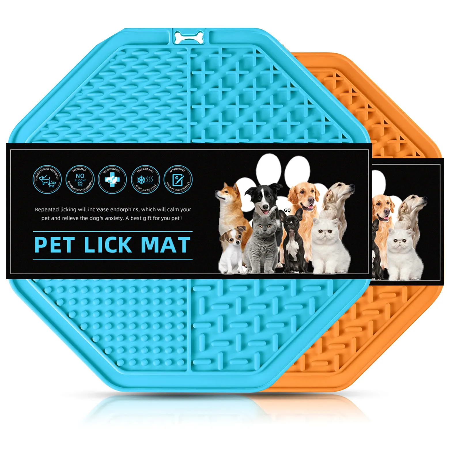 Dog Lick Pad mit Saughund Slow Feeder Haustiere lecken Mat Pad Silikon Treat Pet Dog Lick Mat